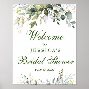 Watercolor Eucalyptus Bridal Shower Welcome Sign