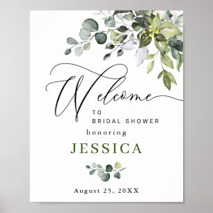 Watercolor Eucalyptus Bridal Shower Welcome Sign