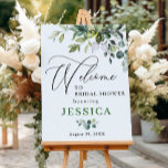 Watercolor Eucalyptus Bridal Shower Welcome Sign<br><div class="desc">Welcome guests to your wedding with  White Roses Floral Greenery Bridal Shower Welcome Poster,  featuring lush watercolor botanical greenery and white flowers,  with "welcome to our happily ever after, " your names,  and wedding date in a chic mix of modern block and hand lettered calligraphy typefaces.</div>