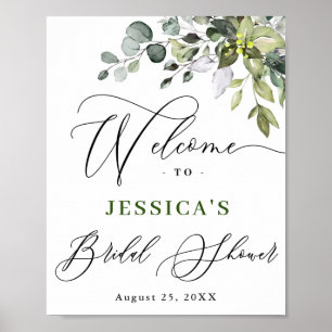Watercolor Eucalyptus Bridal Shower Welcome Sign
