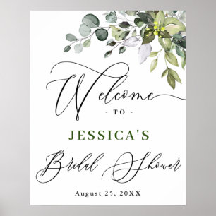 Watercolor Eucalyptus Bridal Shower Welcome Sign