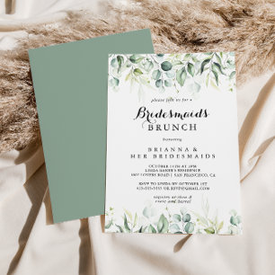Watercolor Eucalyptus Bridesmaids Brunch Shower  Invitation