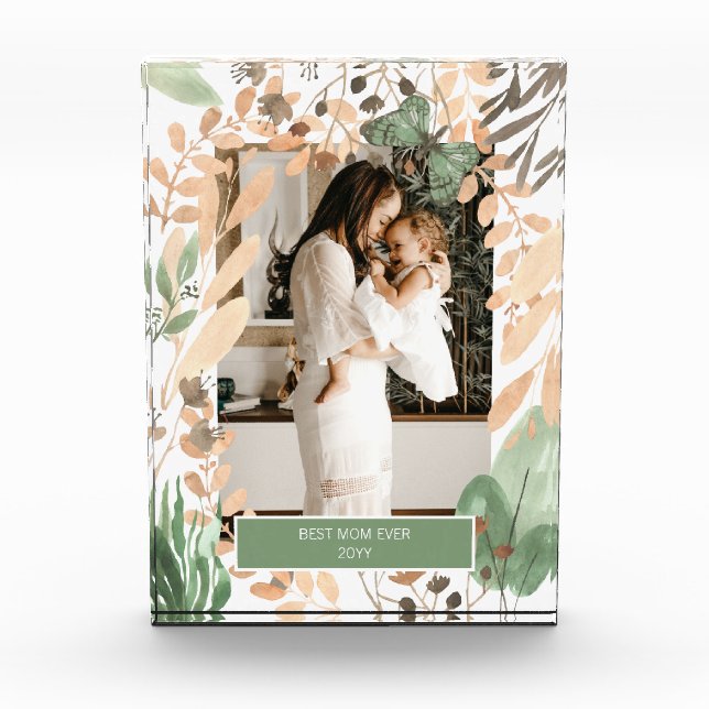 Watercolor Eucalyptus Butterfly Greenery Photo Block (Front)
