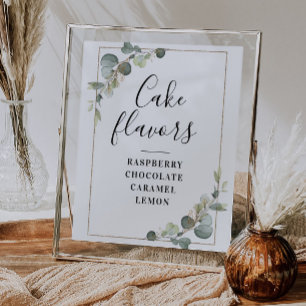 watercolor eucalyptus Cake flavours sign