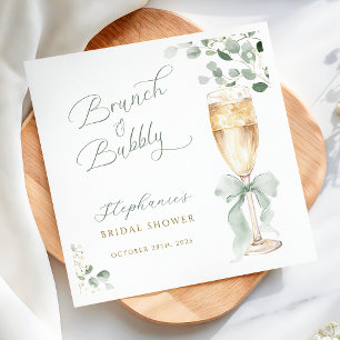Watercolor Eucalyptus Champagne Bridal Shower Napkin