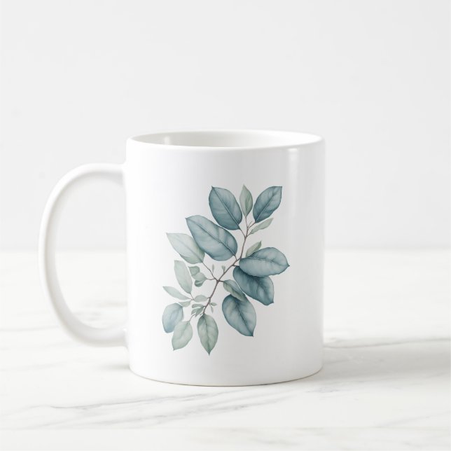 Watercolor Eucalyptus Coffee Mug (Left)