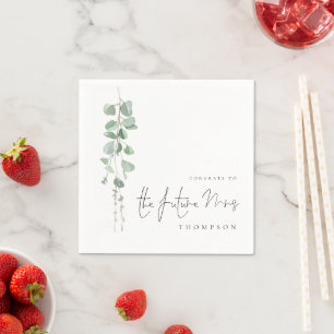 Watercolor Eucalyptus Congrats Future Mrs Name Napkin