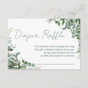 Watercolor Eucalyptus Diaper Raffle Card Greener