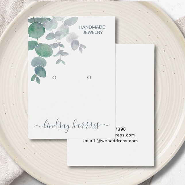 Watercolor Eucalyptus Earrings Display Card (Creator Uploaded)