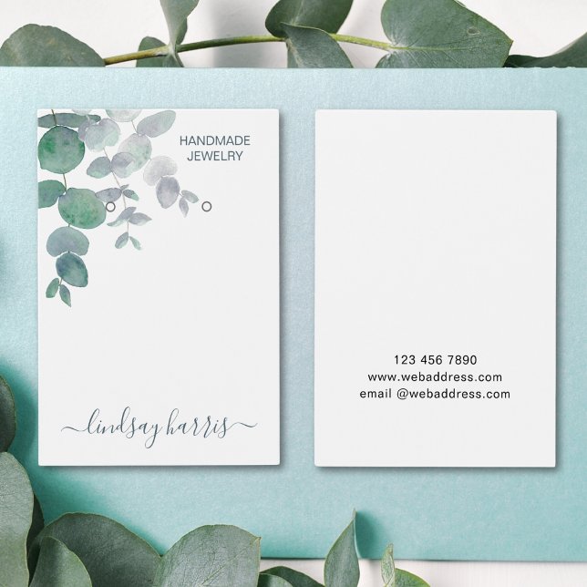 Watercolor Eucalyptus Earrings Display Card (Creator Uploaded)