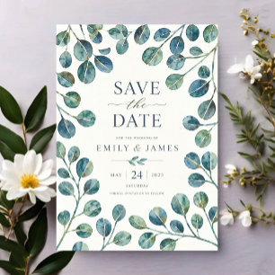 Watercolor Eucalyptus Elegant Greenery Botanical Acrylic Invitations