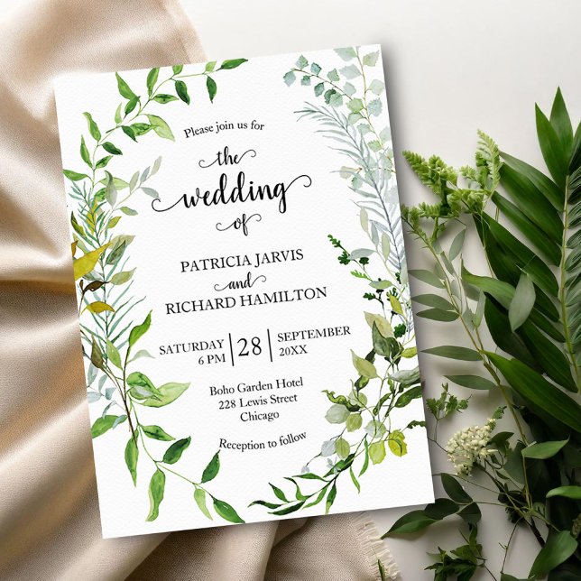 Watercolor Eucalyptus Elegant Greenery Wedding Invitation (Creator Uploaded)