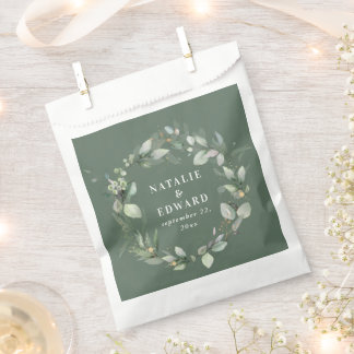 Watercolor eucalyptus elegant wedding party favor favour bags