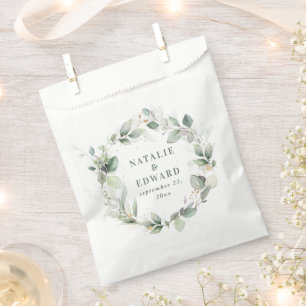 Watercolor eucalyptus elegant wedding party favour bags