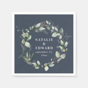 Watercolor eucalyptus elegant wedding party favour napkin