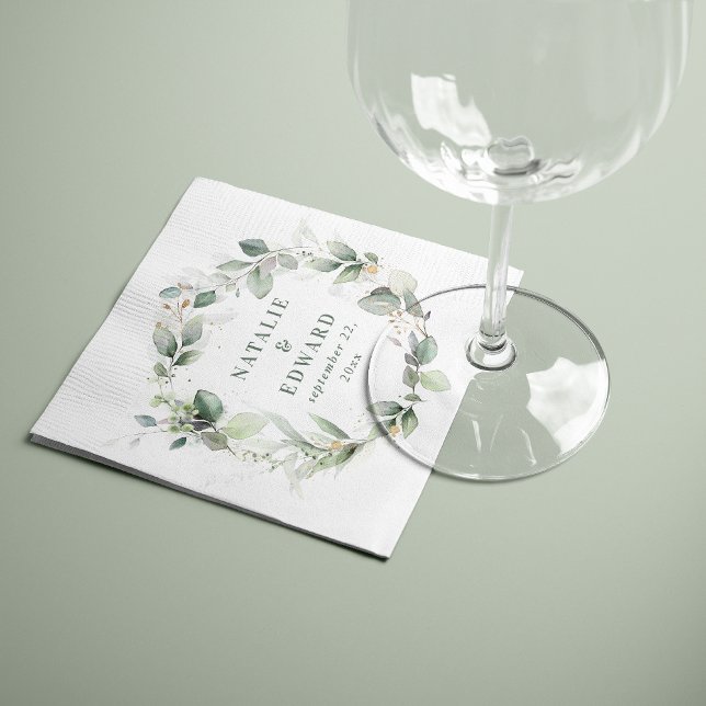 Watercolor eucalyptus elegant wedding party favour napkin (Creator Uploaded)