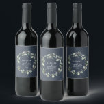 Watercolor eucalyptus elegant wedding party favour wine label<br><div class="desc">Watercolor eucalyptus elegant navy blue wedding party favour decor wine label. Part of a complete wedding suite</div>