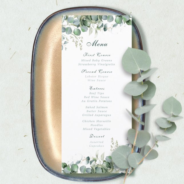  Watercolor Eucalyptus Emerald Green Botanical  Menu (Creator Uploaded)