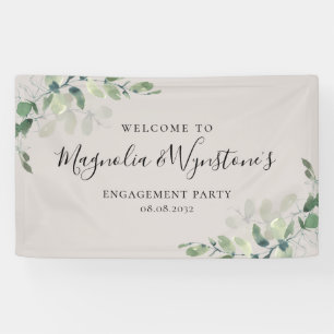 Watercolor Eucalyptus Engagement Party Welcome Ban Banner