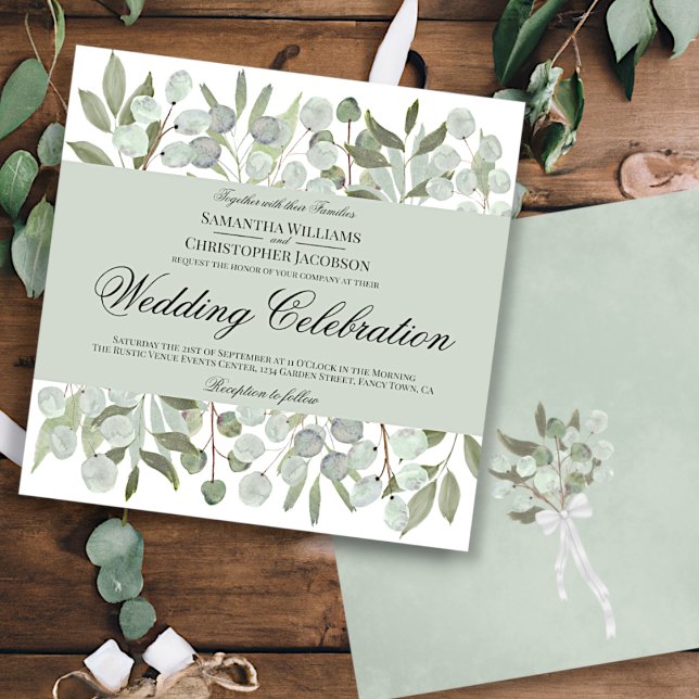Watercolor Eucalyptus & Foliage Boho Chic Wedding Invitation (Creator Uploaded)