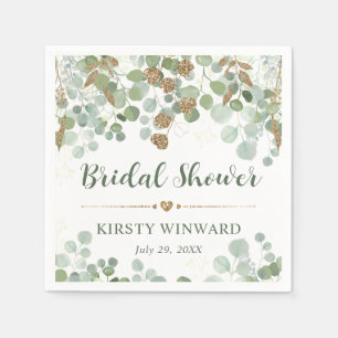 Watercolor Eucalyptus Foliage Bridal Shower Napkin