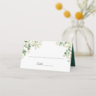 Watercolor Eucalyptus Foliage Green Leaves Wedding Place Card
