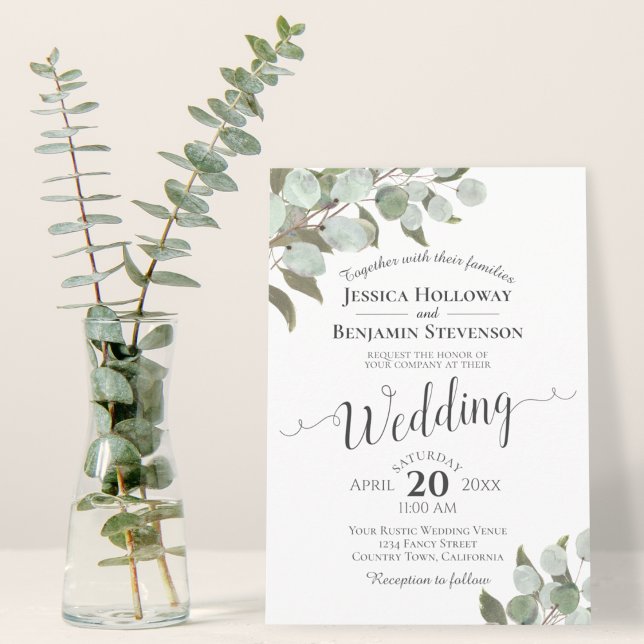 Watercolor Eucalyptus Foliage Rustic Boho Wedding Invitation (Creator Uploaded)