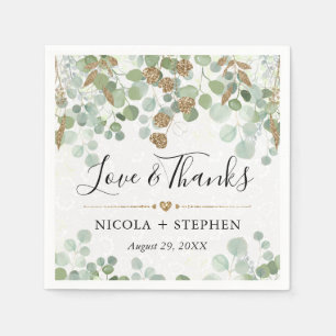 Watercolor Eucalyptus Foliage Wedding Napkin