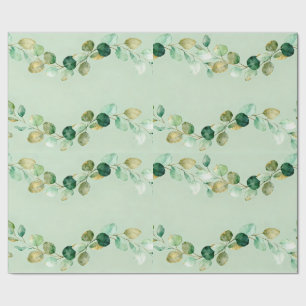 Watercolor Eucalyptus Garland Pattern Wrapping Paper