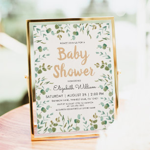 Watercolor Eucalyptus Gender Neutral Baby Shower  Invitation
