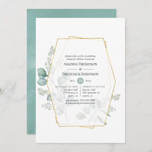Watercolor Eucalyptus Geometric Rehearsal Dinner Invitation