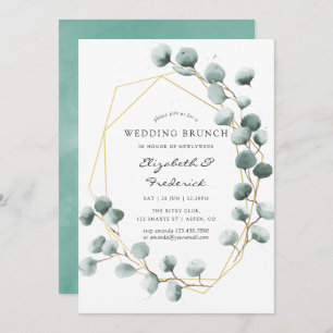 Watercolor Eucalyptus Geometric Wedding Brunch Invitation