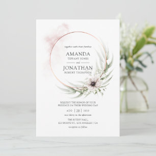 Watercolor Eucalyptus Geometric Wedding Invitation