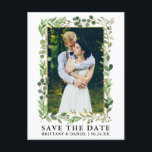 Watercolor Eucalyptus Gold Frame Save The Date Postcard<br><div class="desc">Modern Watercolor Eucalyptus Greenery Frame Save The Date Photo Engagement Announcement Postcard - Gold Frame</div>