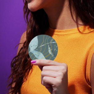 Watercolor Eucalyptus, Gold Waves   Modern Wedding Classic Round Sticker