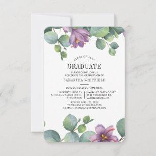 Watercolor Eucalyptus Graduation 2026 Party Invitation