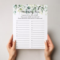 Watercolor Eucalyptus Green ABC Baby Shower Game