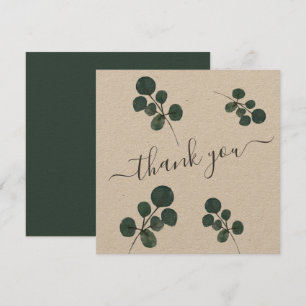 Watercolor Eucalyptus Green Thank You Card