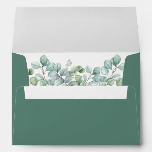 Watercolor Eucalyptus Green Wedding Envelope