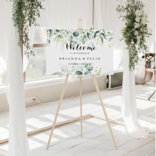 Watercolor Eucalyptus Green Wedding Welcome Sign