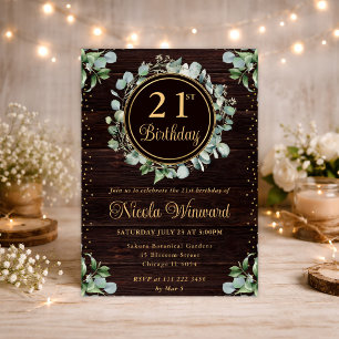 Watercolor Eucalyptus Greenery 21st Birthday Invitation