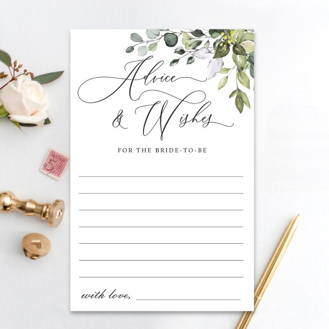 Watercolor Eucalyptus Greenery Advice Card (Creator Uploaded)