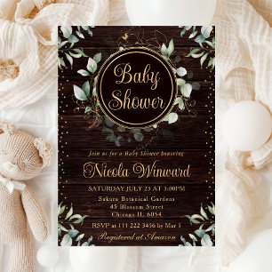 Watercolor Eucalyptus Greenery Baby Shower Invitation
