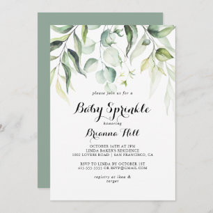 Watercolor Eucalyptus Greenery Baby Sprinkle Invitation