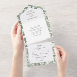 Watercolor Eucalyptus Greenery Blossoms Wedding All In One Invitation<br><div class="desc">A beautiful hand drawn watercolor eucalyptus greenery and gum blossoms wedding design. A unique design that uses illustrated watercolor eucalyptus leaves and floral blossom botanicals. A modern eucalyptus floral design. An elegant wedding invitation design with modern elements. Matching wedding stationery items and other wedding invite formats are also available.</div>