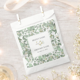 Watercolor Eucalyptus Greenery Blossoms Wedding Favour Bags