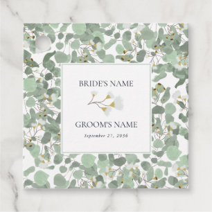 Watercolor Eucalyptus Greenery Blossoms Wedding Favour Tags