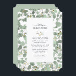 Watercolor Eucalyptus Greenery Blossoms Wedding Invitation<br><div class="desc">A beautiful hand drawn watercolor eucalyptus greenery and gum blossoms wedding design. A unique design that uses illustrated watercolor eucalyptus leaves and floral blossom botanicals. A modern eucalyptus floral design. An elegant wedding invitation design with modern elements. Matching wedding stationery items and other wedding invite formats are also available.</div>