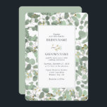 Watercolor Eucalyptus Greenery Blossoms Wedding Invitation<br><div class="desc">A beautiful hand drawn watercolor eucalyptus greenery and gum blossoms wedding design. A unique design that uses illustrated watercolor eucalyptus leaves and floral blossom botanicals. A modern eucalyptus floral design. An elegant wedding invitation design with modern elements. Matching wedding stationery items and other wedding invite formats are also available.</div>