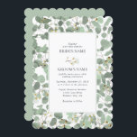 Watercolor Eucalyptus Greenery Blossoms Wedding Invitation<br><div class="desc">A beautiful hand drawn watercolor eucalyptus greenery and gum blossoms wedding design. A unique design that uses illustrated watercolor eucalyptus leaves and floral blossom botanicals. A modern eucalyptus floral design. An elegant wedding invitation design with modern elements. Matching wedding stationery items and other wedding invite formats are also available.</div>